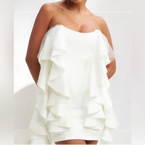 Luxxel Elegant‎ white mini dress size medium NWT Party Holiday